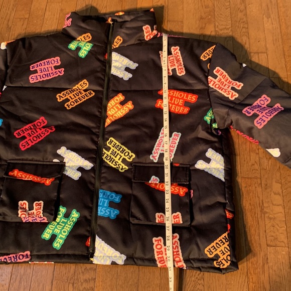 ALF Unisex Black Multicolor Logos Heavyweight Puffer Jacket | XXL - Picture 9 of 11